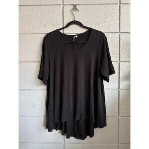 Heartstring Black Short Sleeve High Low Stretchy Tunic Top size XL